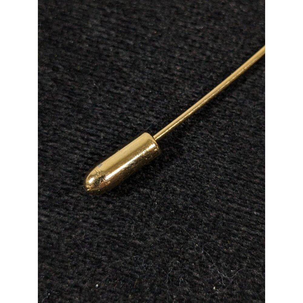 Vintage Gold Tone Curved Leaf Short Stick Pin 2 inch Textured - Picture 9 of 11